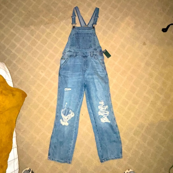 wild fable Denim - Blue Denim Overalls with Distressed Details